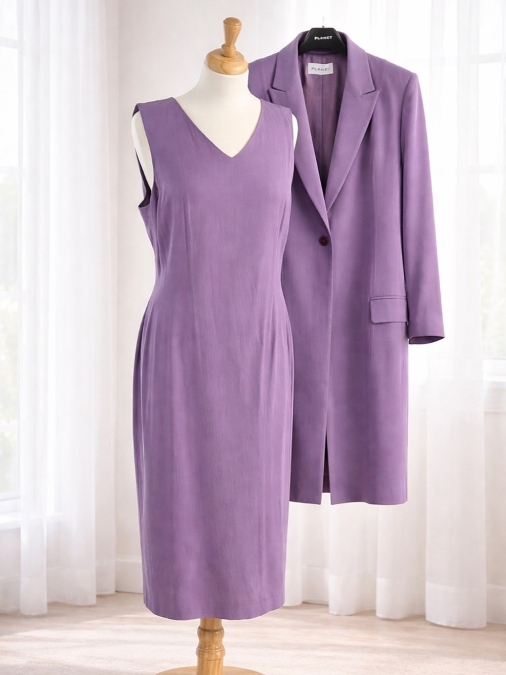 Women's Lavender long line jacket with matching shift dress